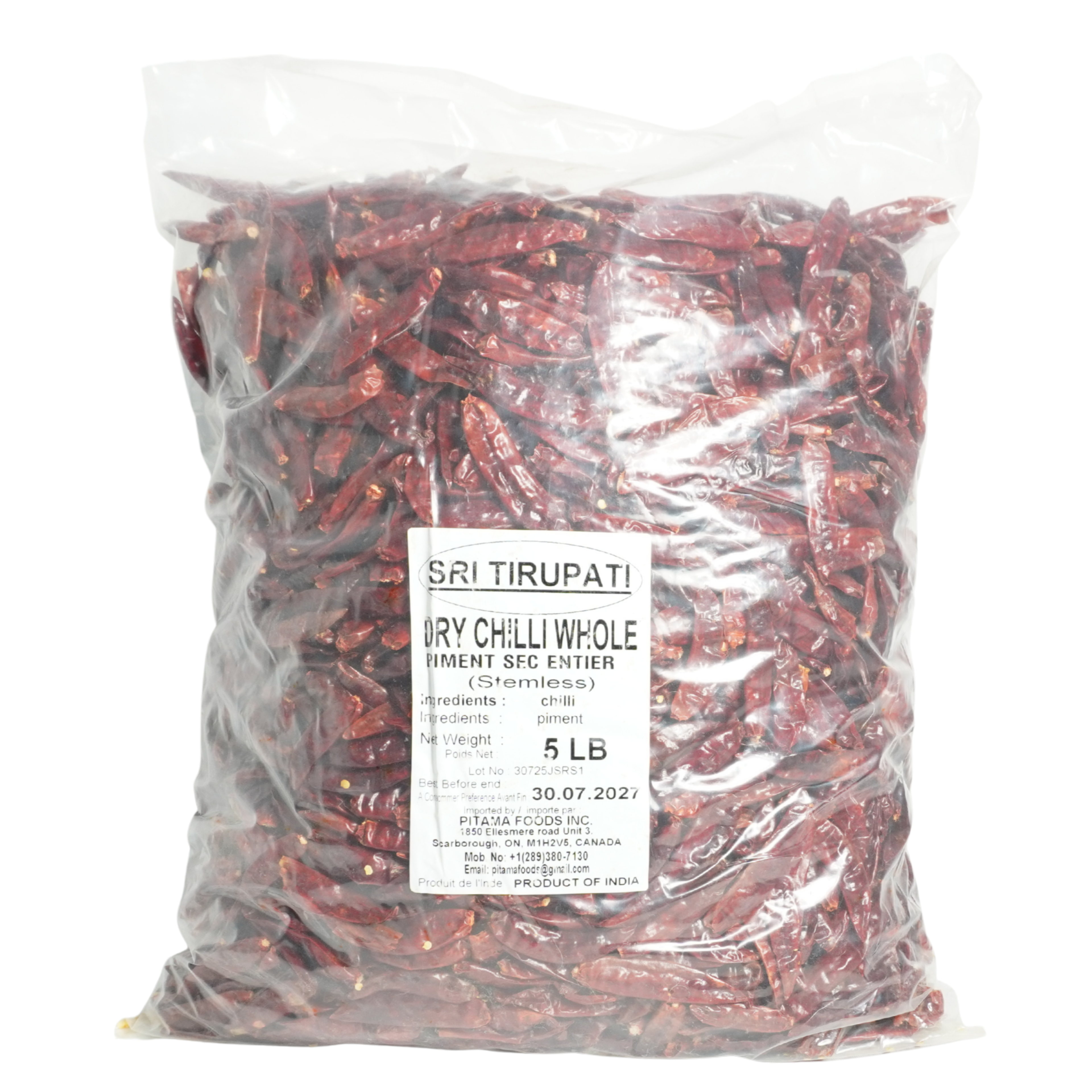 Sri Tirupati Dry Chilli Stemless 5LBS