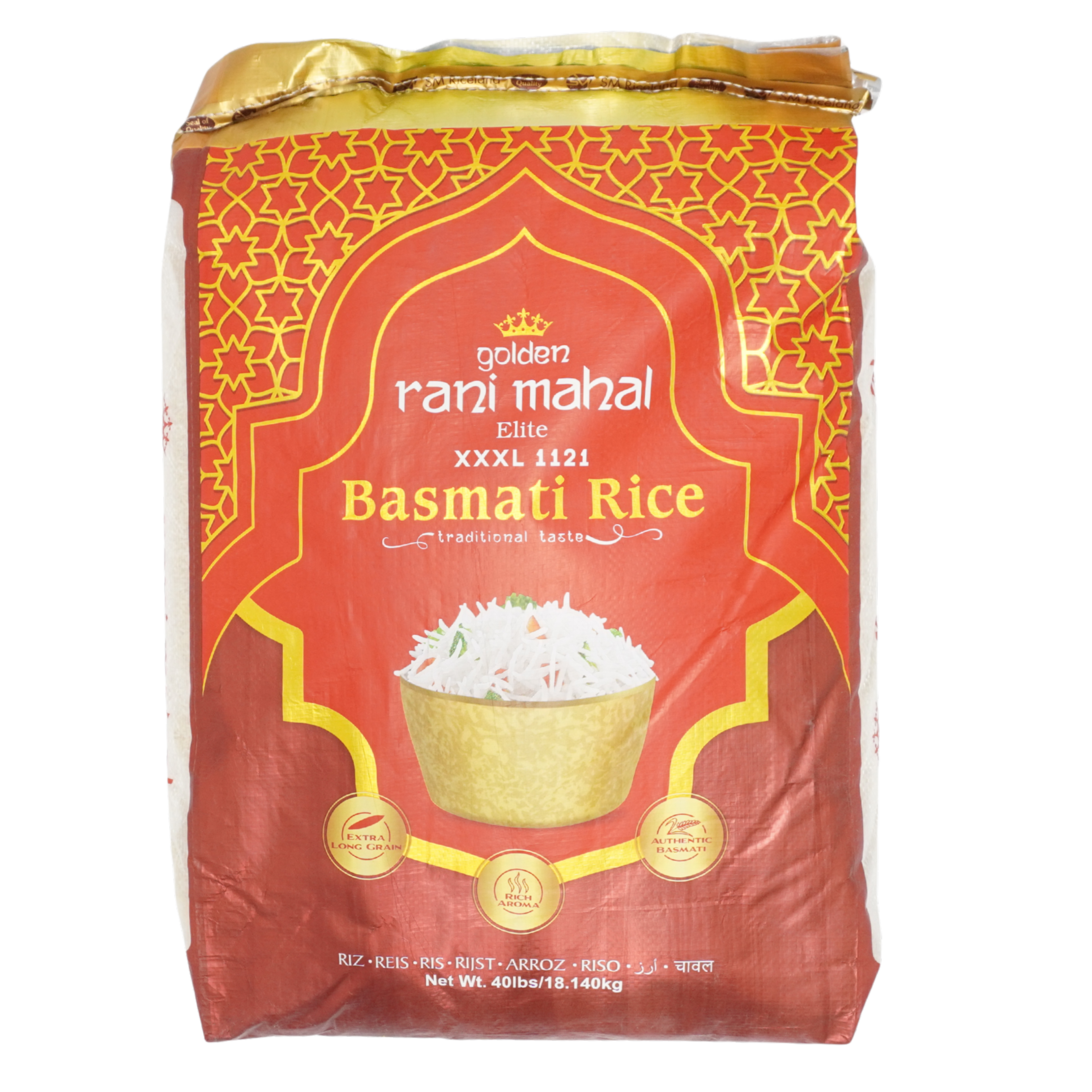 Golden Rani Mahal 1121 XXXL Steam Basmati Rice 40 LBS (Elite)