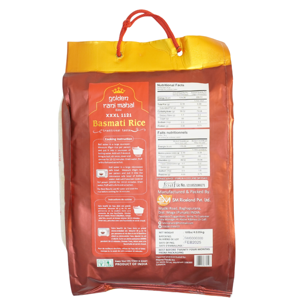 Golden Rani Mahal 1121 XXXL Basmati Rice 10 LBS (Elite)
