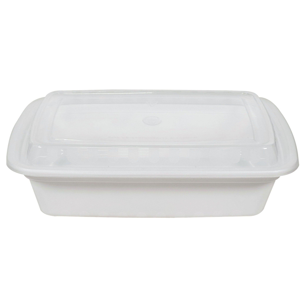 28oz Rectangle White Plastic Container