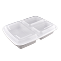 39oz White Rectangular Container 3-Compartment with Lid - 150 Sets