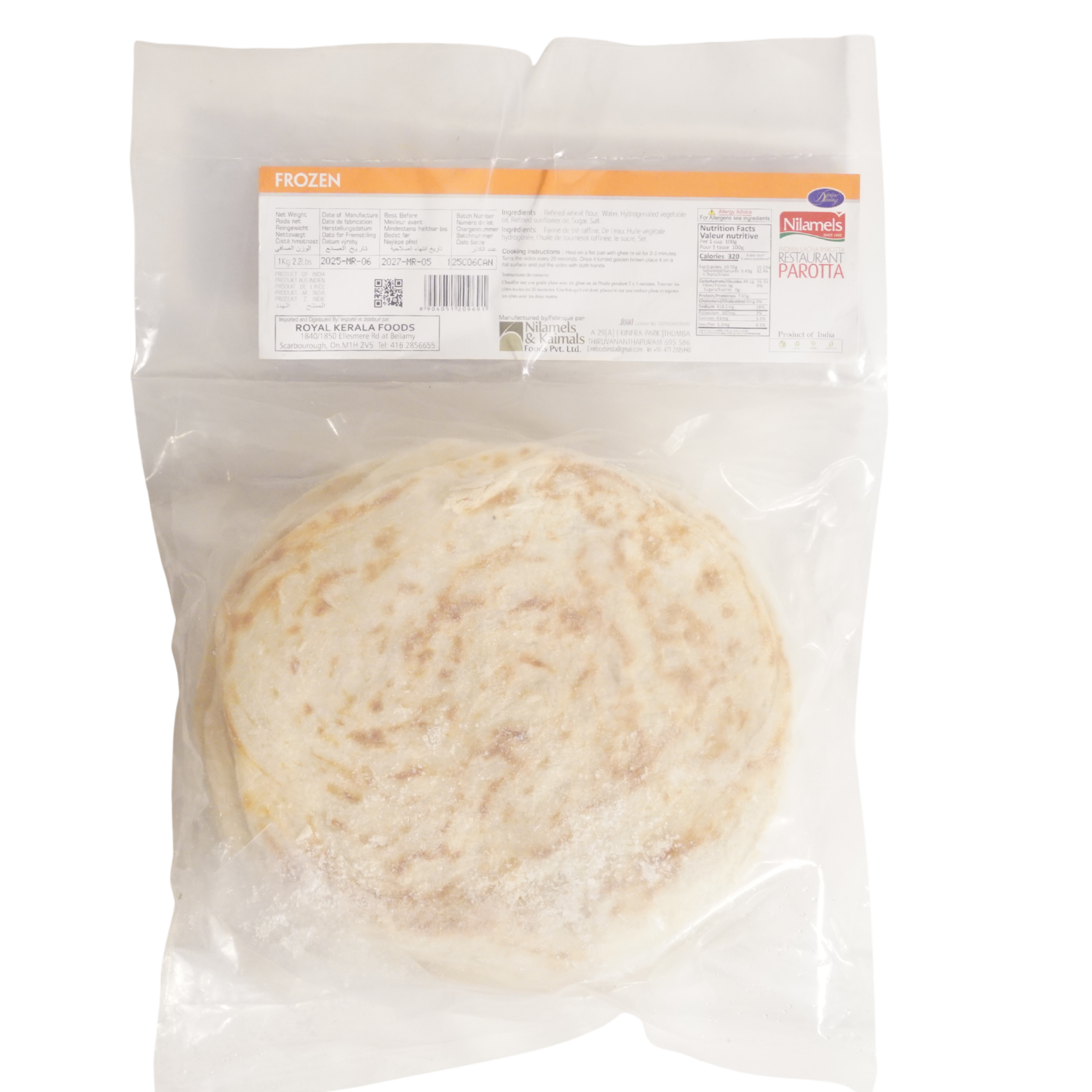 Nilamel Restaurant Parotha 1KG x 16
