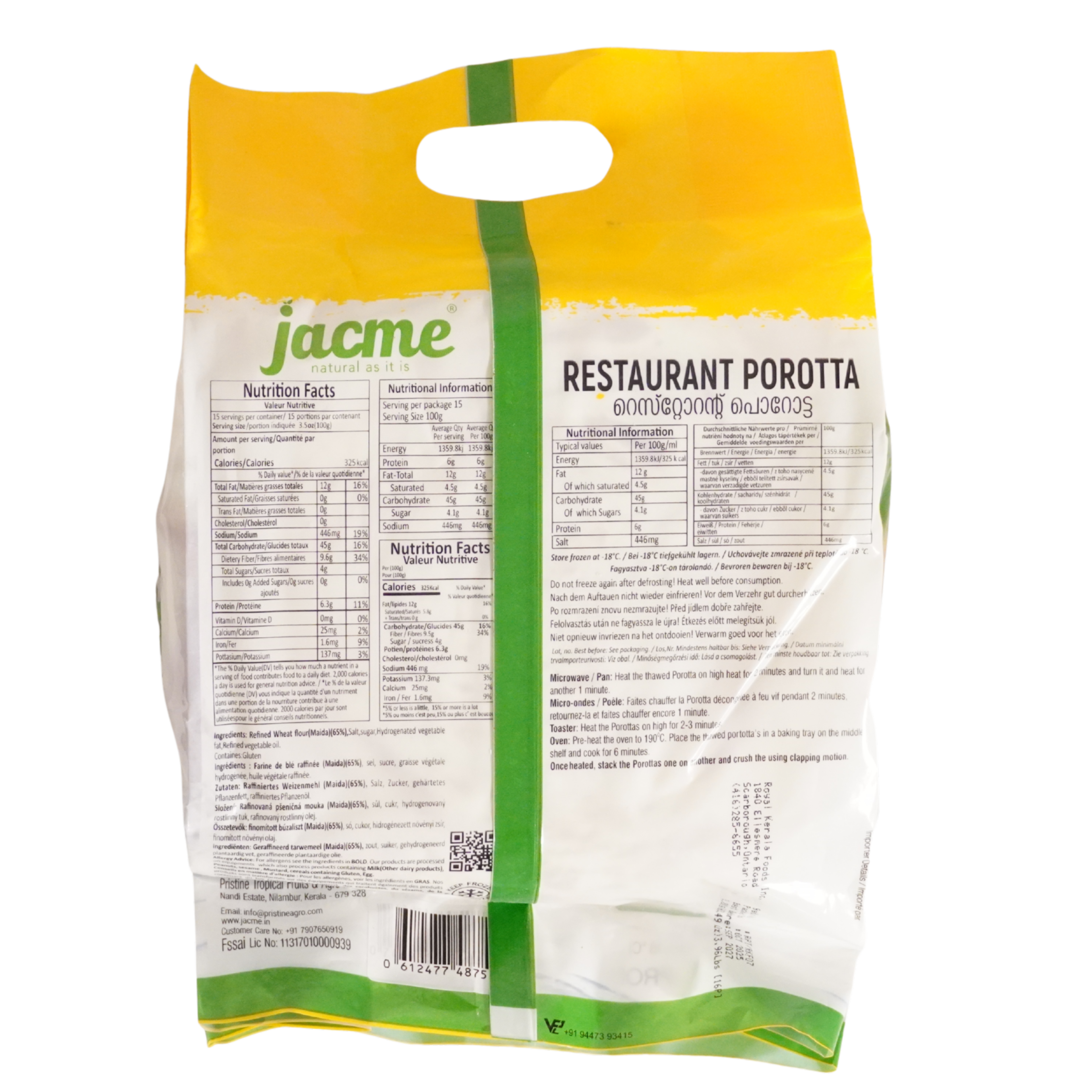 Jacme Restaurant Parotha 2KGS x 8