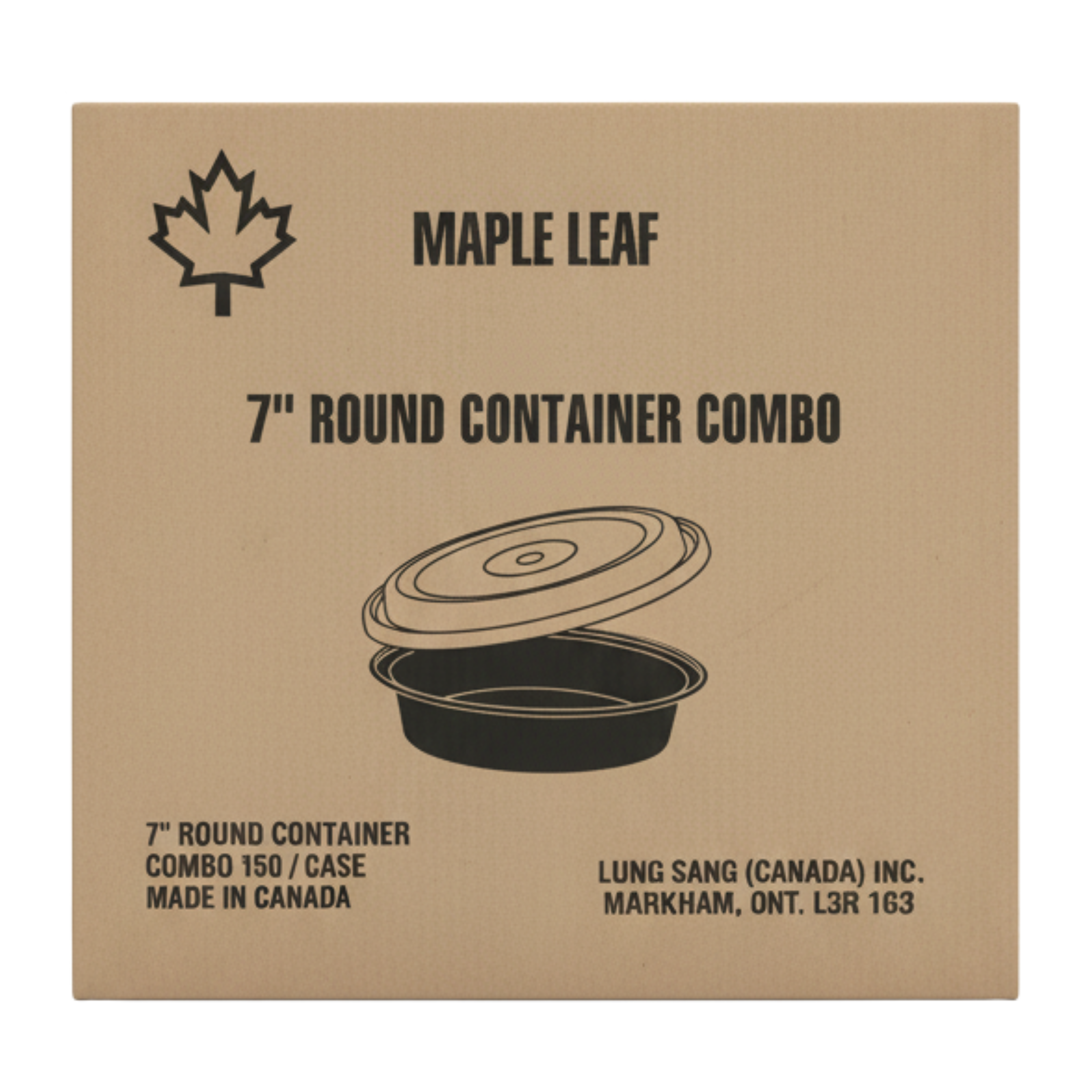 Maple - 7" Round Plastic Container With Lid - 150 Sets