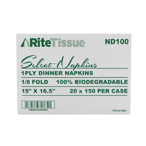 1 Ply Dinner Napkins - White - Pack of 3000PCS