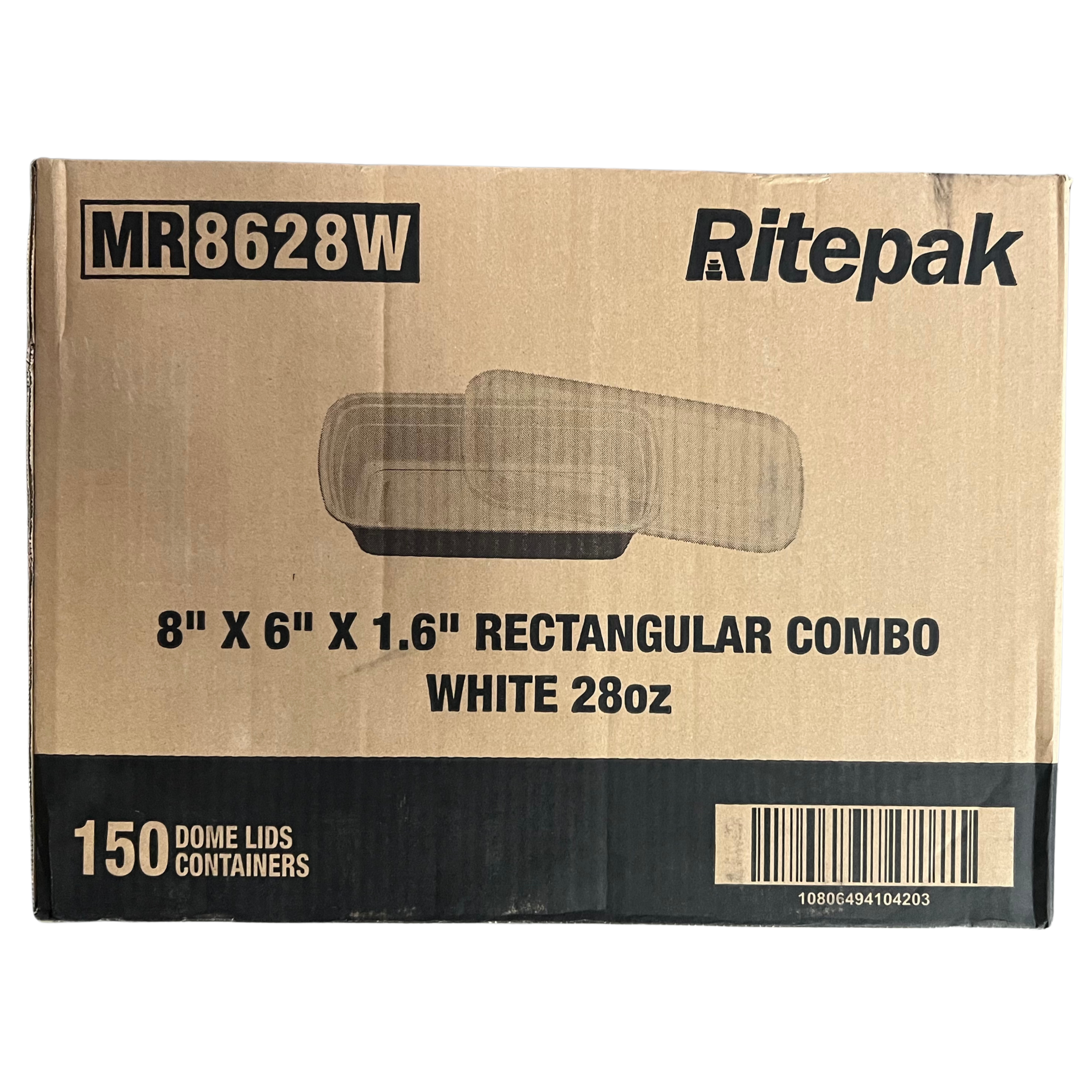 28oz Rectangle White Plastic Container