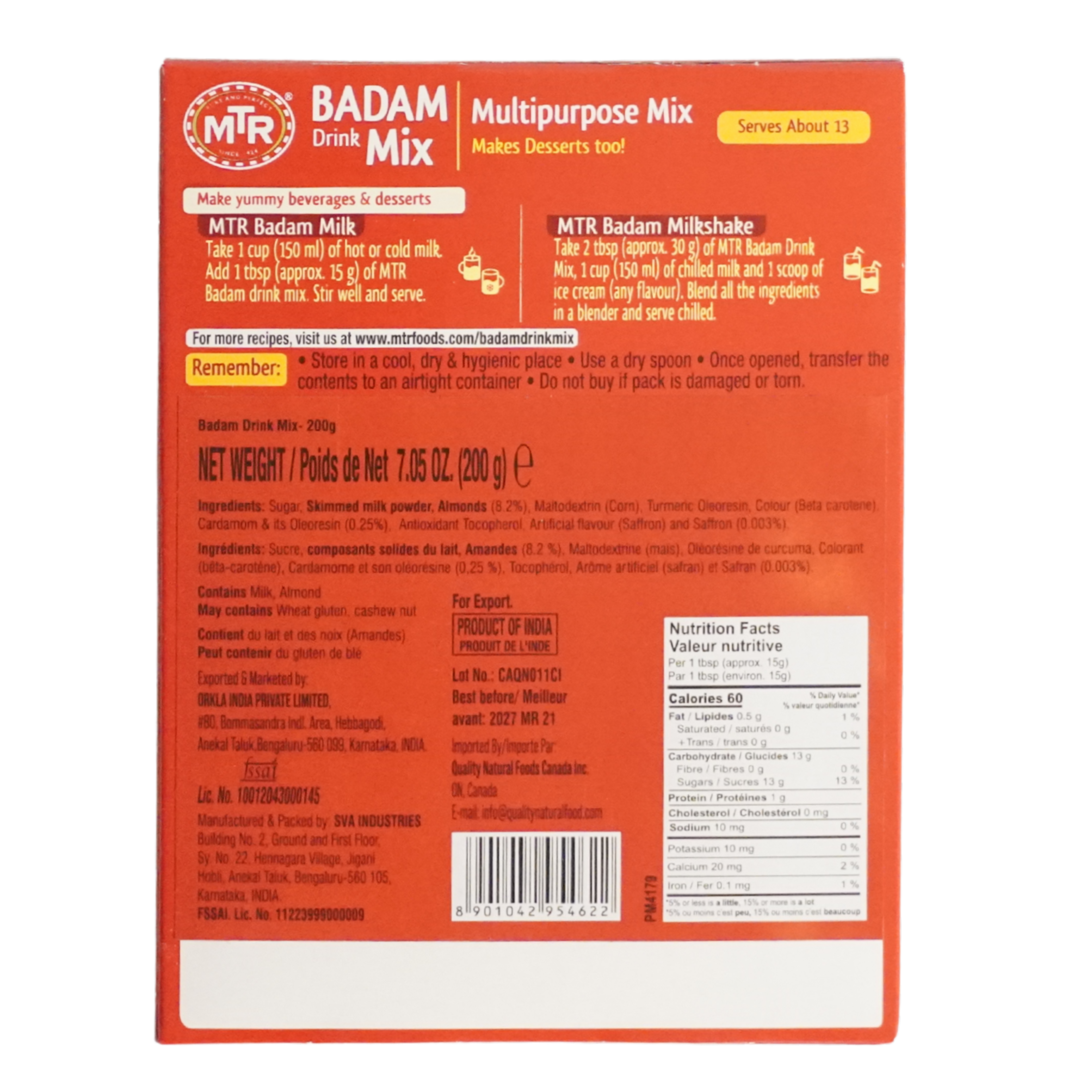 MTR Badam Milk 200G x 36