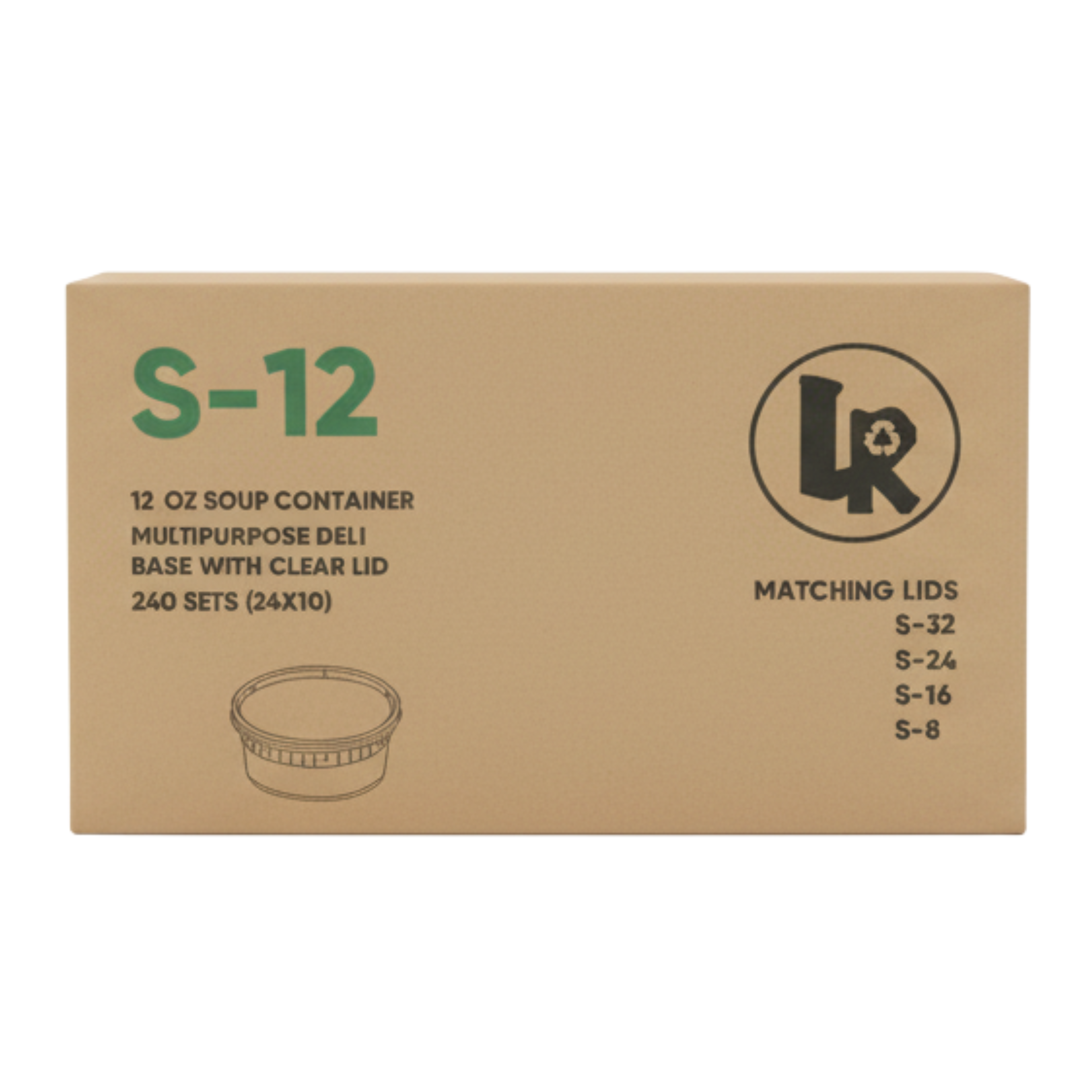 S12 Round Deli Containers 12 oz with Lids