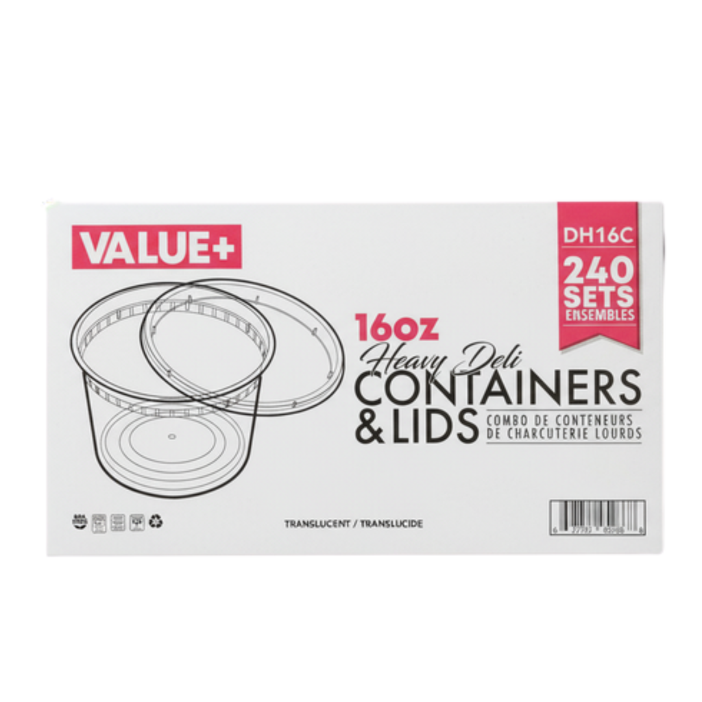 S16 Round Deli Containers 16 oz with Lids