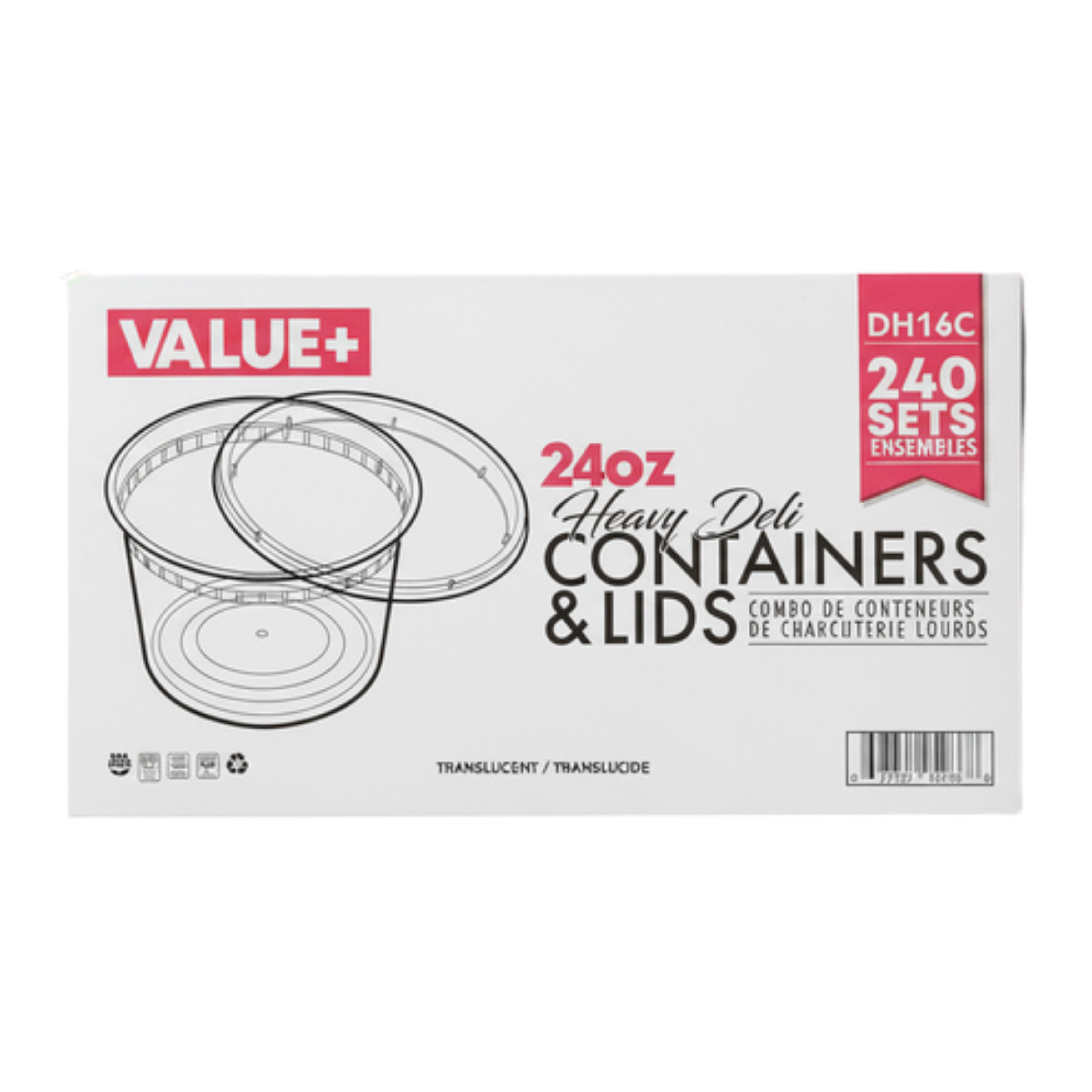 S24 Round Deli Containers 24 oz with Lids