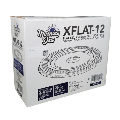 12oz Clear PET Cup Flat Lid 92MM - Pack of 1000PCS