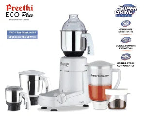 Preethi Eco Plus 110 Volts Mixer Grinder (For Use In USA & CANADA Only),White