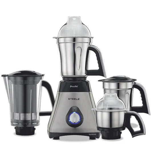 Preethi Steele 3-Jar Mixer Grinder Silver, 550-Watt, 110-Volts